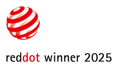 Red Dot Award logo with 'winner 2025' 