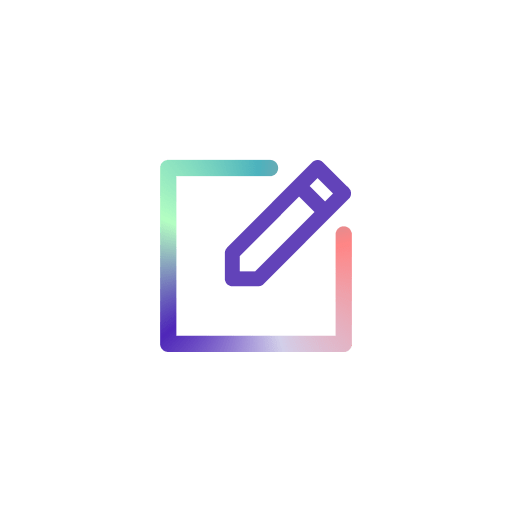 Gradient icon of a square with a paperclip on a green background